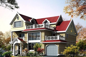 三層精致的自建復(fù)式小別墅，占地154㎡，帶有室內(nèi)車(chē)庫(kù)