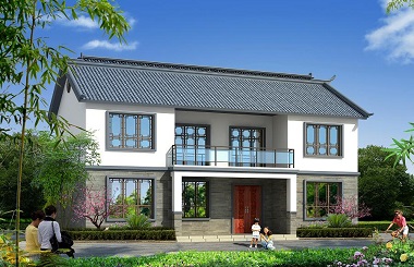 中式二層小戶型雙拼自建房屋設(shè)計(jì)圖，美觀精致，非常適合建在江南一代