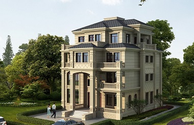 歐式高端自建復(fù)式別墅施工圖，四層古典建筑設(shè)計(jì)