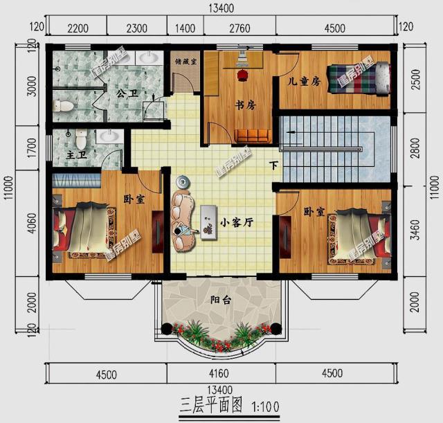 農(nóng)村建房都喜歡頂層帶個露臺，這樣看起來整體缺一個口子，大部分人都會選擇這樣的戶型!