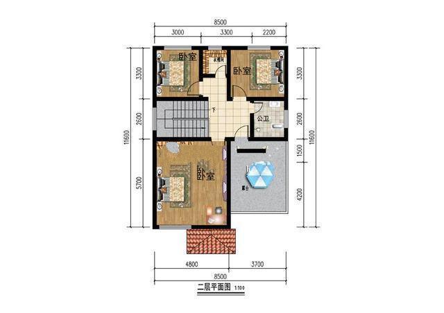 二樓100平方米的歐式新農村別墅，高端大氣，南北通透，值得一建!