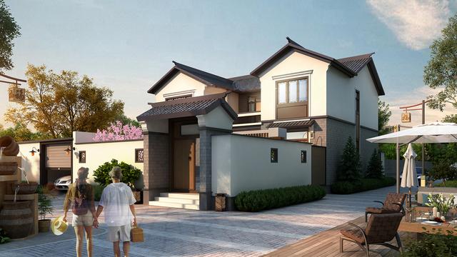 11x13兩層新中式庭院別墅，主體面積30萬平方米，非常適合農(nóng)村住宅建設(shè)