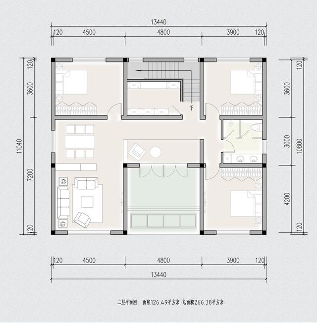 11x13兩層新中式庭院別墅，主體面積30萬平方米，非常適合農(nóng)村住宅建設(shè)