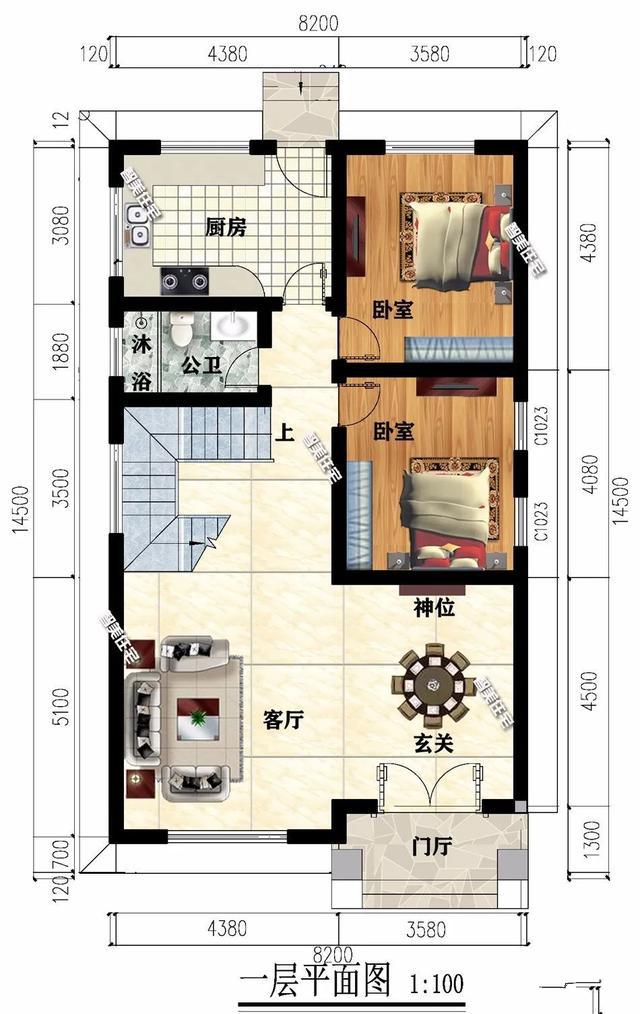 合適的布局，小面寬的農村別墅，經(jīng)過合理設計，也能綻放屬于它的光彩。