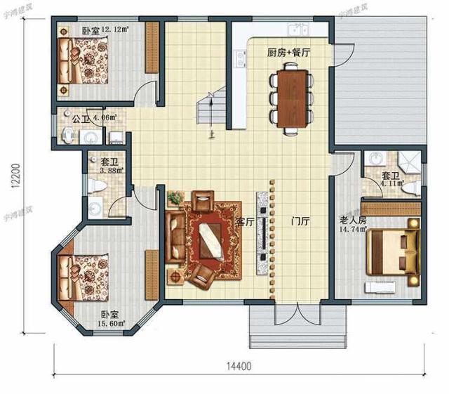 今天就推薦這套非常大氣實(shí)用的二層農(nóng)村別墅戶型，建造它，不僅有面子，還能讓你更加輝煌騰達(dá)。