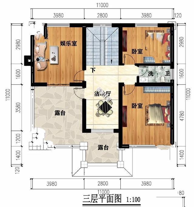 兩棟建筑尺寸相同的別墅，1111米，從各個(gè)角度看都是簡歐洲風(fēng)格。有時(shí)候宅基地很大，但我不想建太大的別墅。主要原因是房子越大，成本越高!