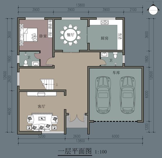 農(nóng)村自建別墅，五房一廳兩層，13.8米寬，雙車庫，醒來時(shí)會(huì)在夢中開懷大笑。