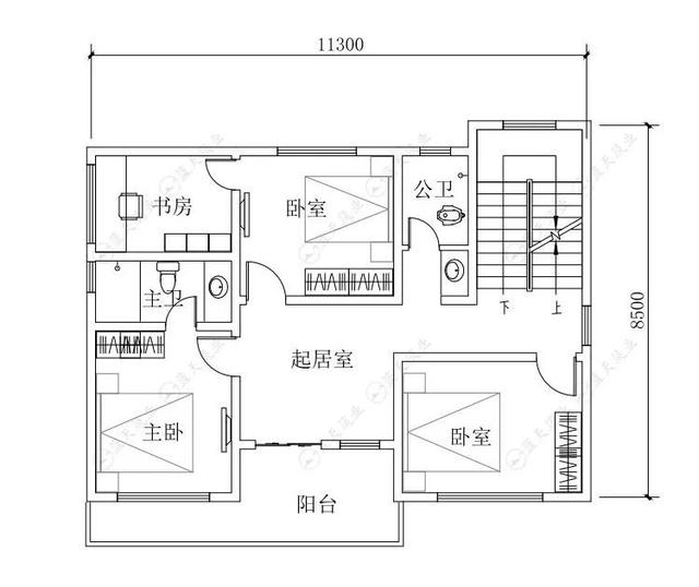 11.3 m  x8.5 m新型現(xiàn)代農(nóng)村自建建筑設(shè)計