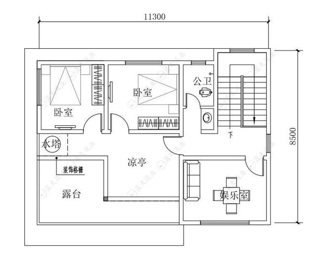 11.3 m  x8.5 m新型現(xiàn)代農(nóng)村自建建筑設(shè)計