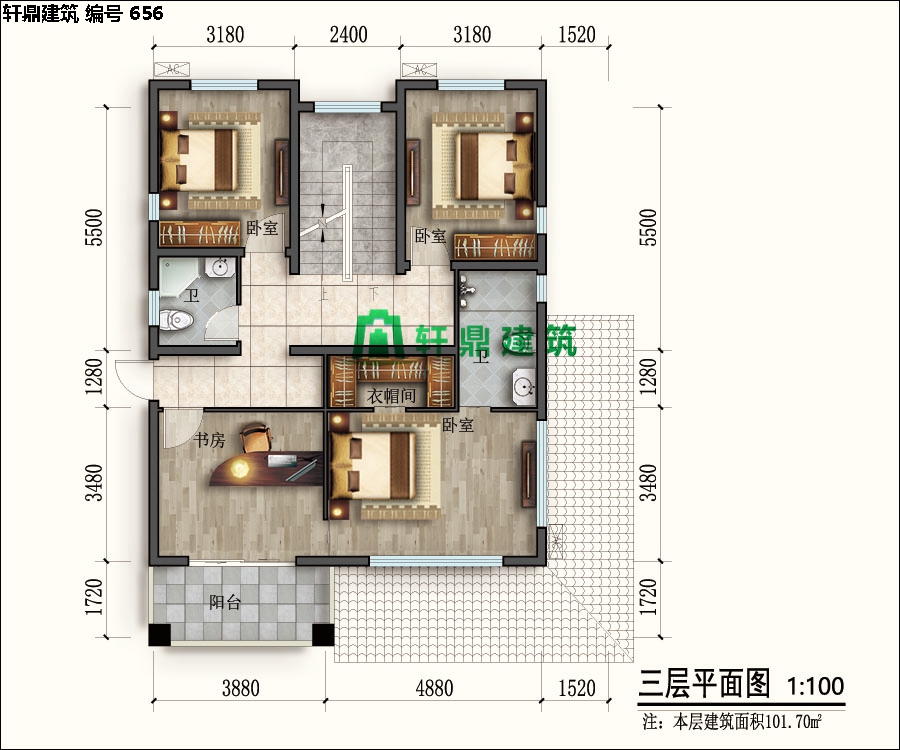 經(jīng)典四層紅磚別墅設計施工全套圖紙03.jpg