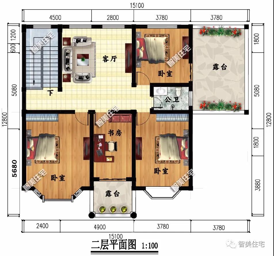 帶停車庫(kù)的農(nóng)村二樓別墅