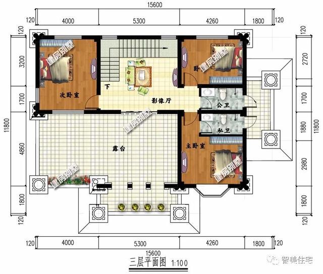 兩個客廳設(shè)計成的農(nóng)村別墅設(shè)計