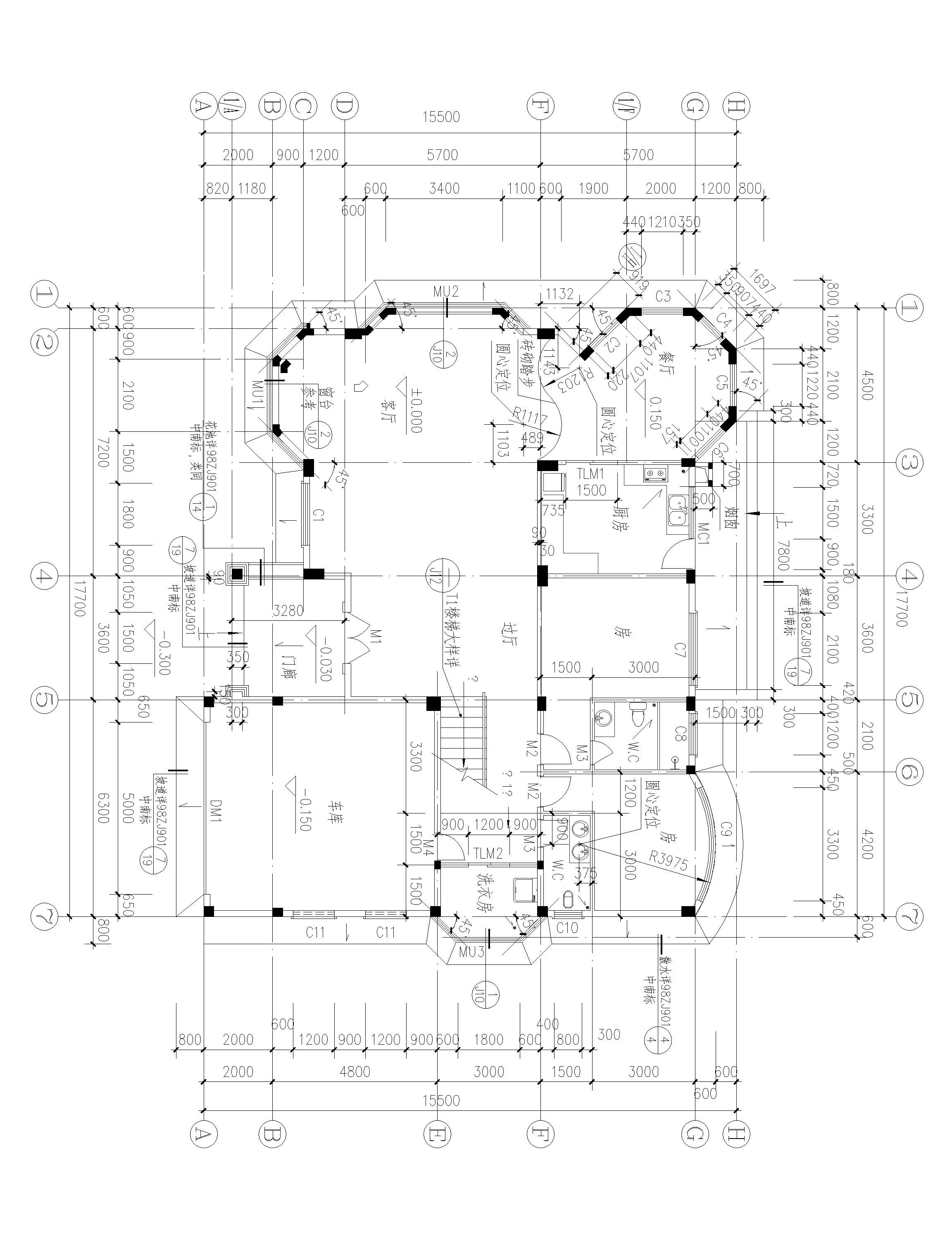 兩層半歐式別墅設(shè)計方案，適合多孩家庭，總建筑面積555㎡