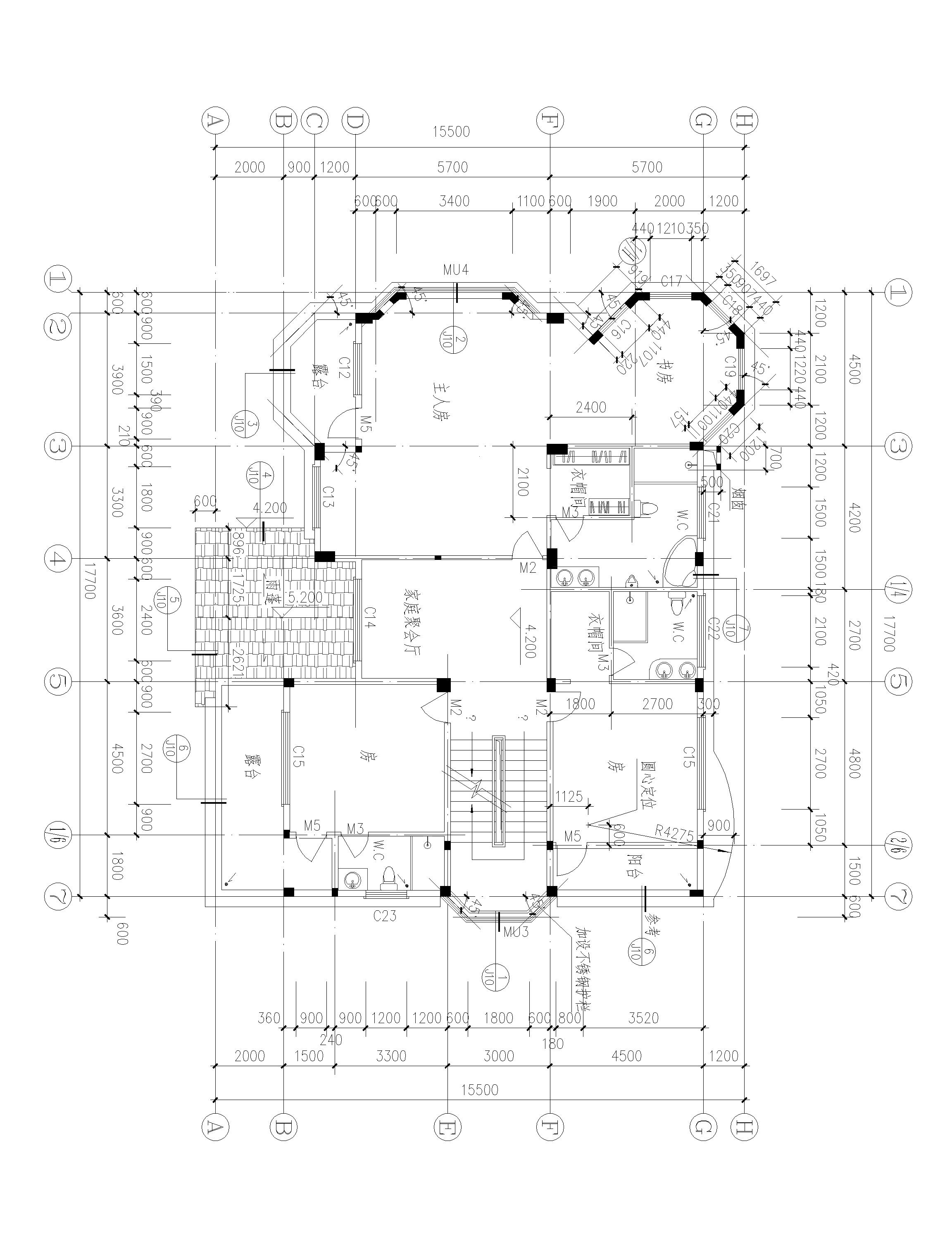 兩層半歐式別墅設(shè)計方案，適合多孩家庭，總建筑面積555㎡